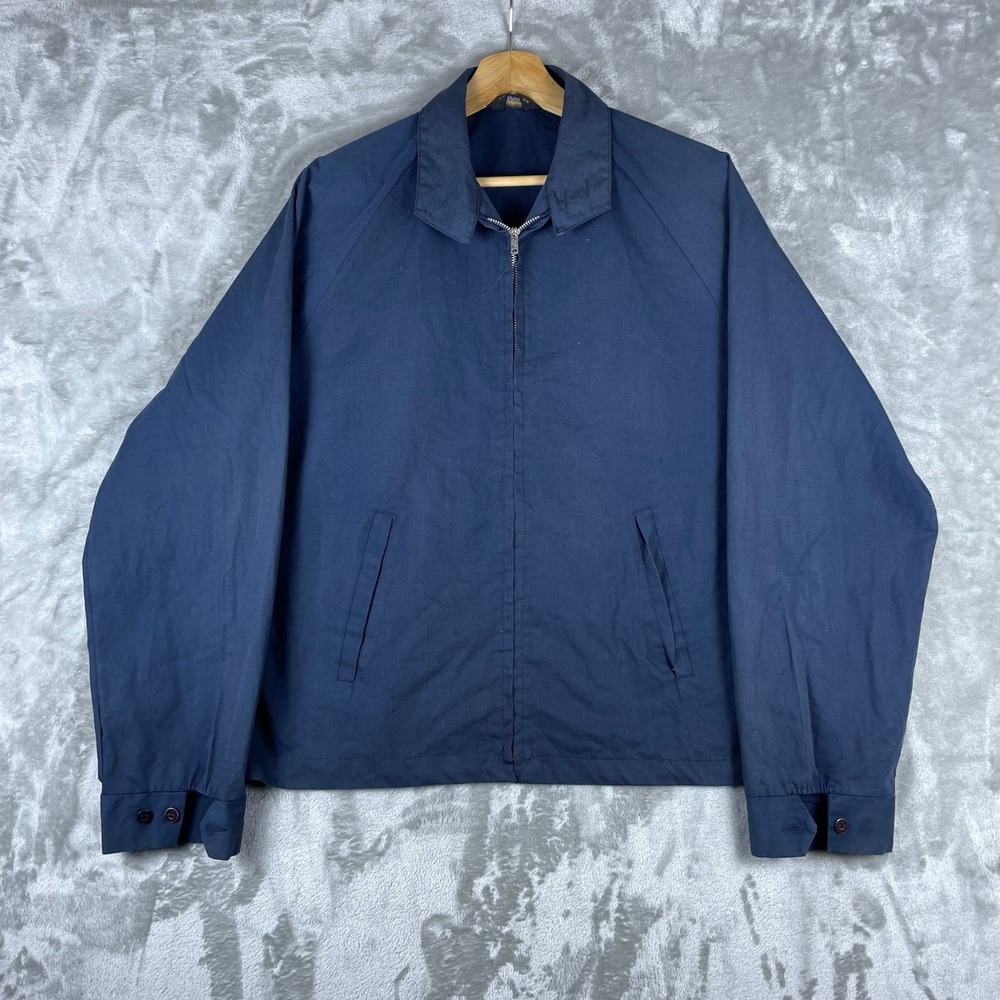 Vintage 60s Penneys Towncraft Jacket Men L Blue Penn-Prest Harrington Full Zip